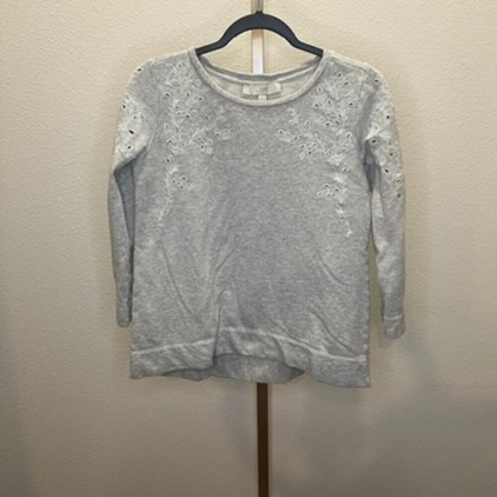 Loft Floral Cutout Sweatshirt Grey Size XS